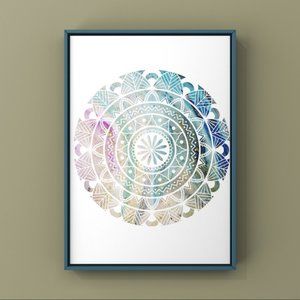 Modern minimalist mandalas on watercolor art print